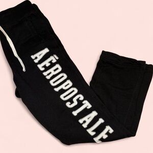 Aeropostale Black Hoodie with White Drawstrings